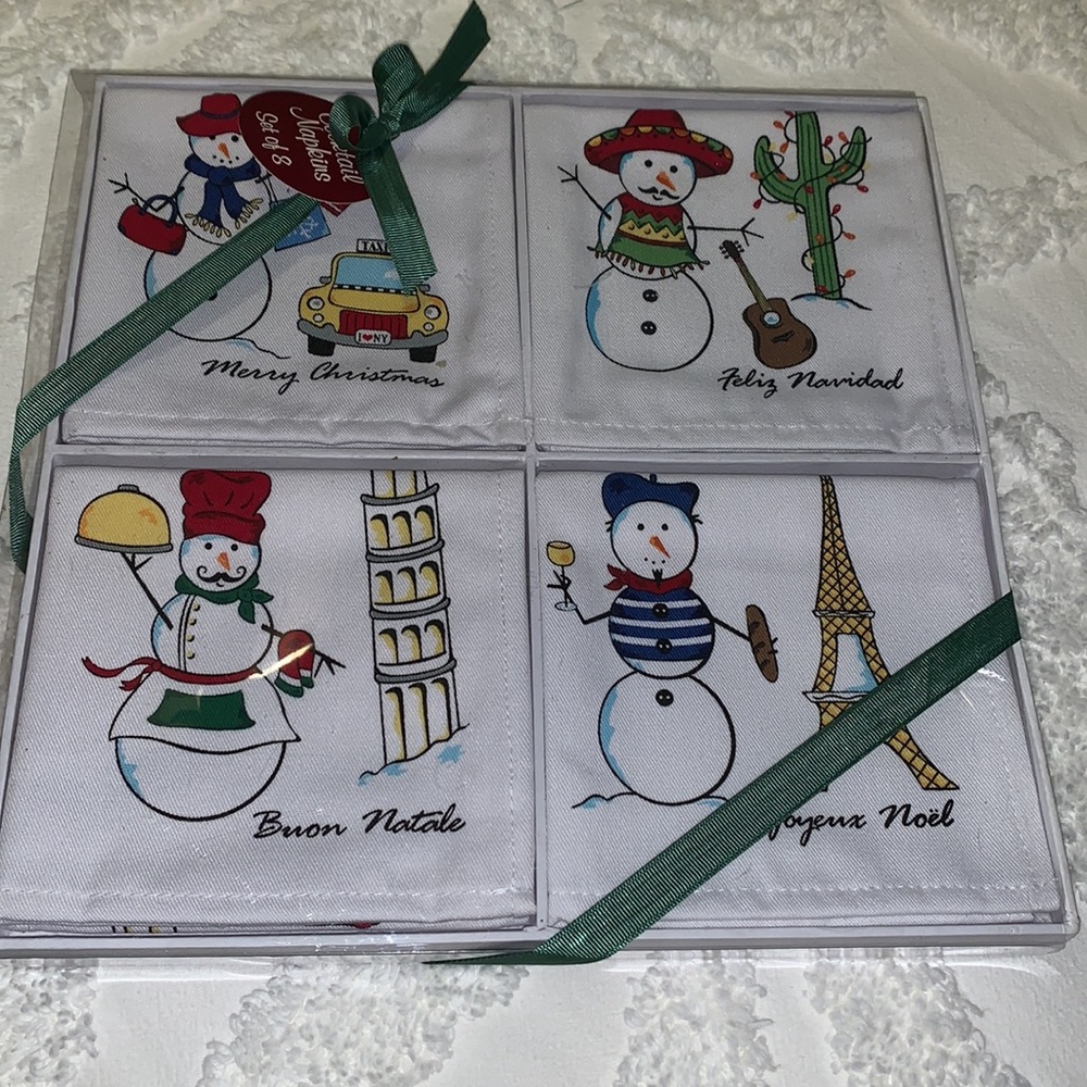 🌲 Christmas washable cocktail napkins 10.5” square